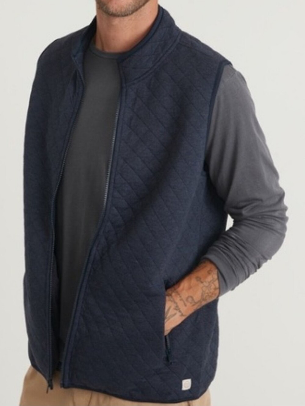 Marine Layer Men's Corbet Full Zip Vest In Blue Heather Size L